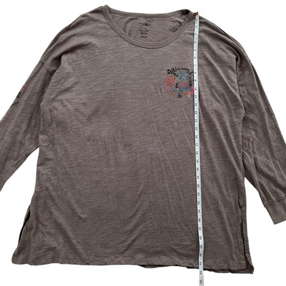 Natural Life Live Happy Oversized Cotton Doodle Long Sleeve Tee Shirt SZ XXL - Picture 9 of 11